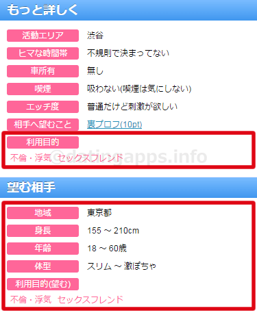 業者のサクラのプロフ設定の例①