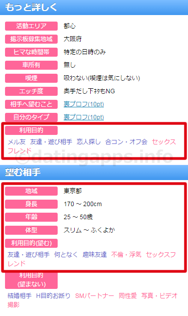 業者のサクラのプロフ設定の例③