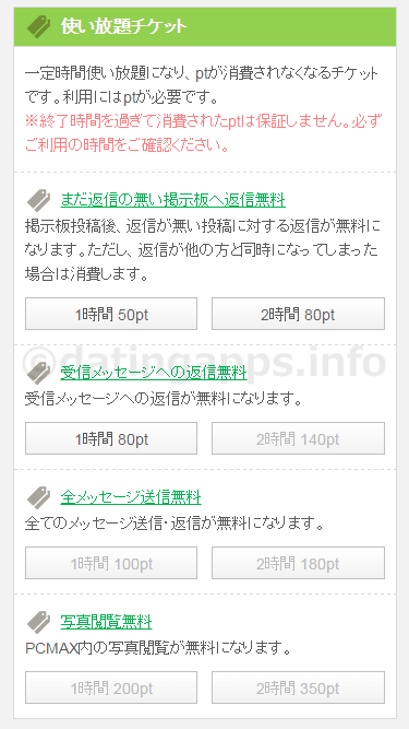 「使い放題チケット」の種類