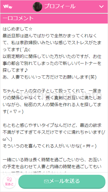 ワクワクの援デリのサクラのプロフコメント①